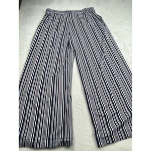 Robert Louis Navy White Striped Wide Leg Pants Plus Size 2X High Rise Nautical